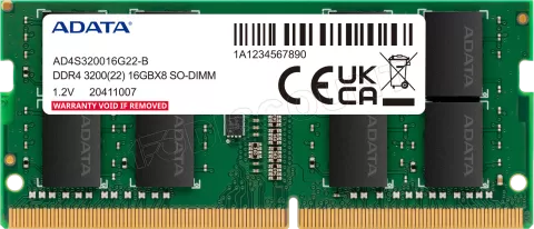 Photo de Barrette mémoire 16Go SODIMM DDR4 Adata Premier  3200Mhz (Vert)