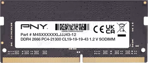 Photo de Barrette mémoire 16Go SODIMM DDR4 PNY Performance 2666Mhz (Noir)