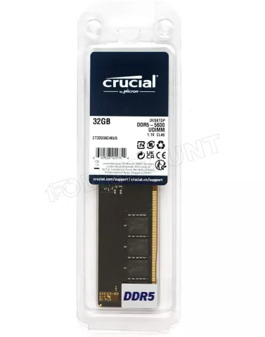 Photo de Barrette mémoire 32Go DIMM DDR5 Crucial Classic 5600MHz (Noir)