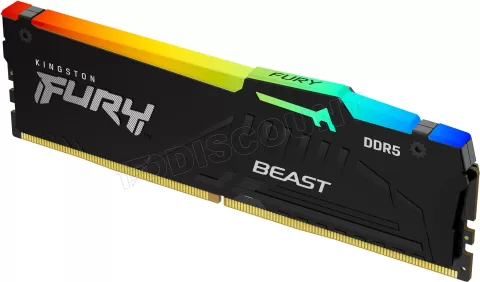 Photo de Barrette mémoire 32Go DIMM DDR5 Kingston Fury Beast RGB  5200MHz (Noir)