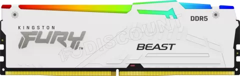 Photo de Barrette mémoire 32Go DIMM DDR5 Kingston Fury Beast RGB 5600MHz (Blanc)