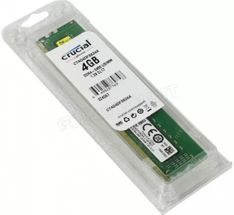 Photo de Barrette mémoire 4Go DIMM DDR4 Crucial PC4-19200 (2400 Mhz) (Vert)