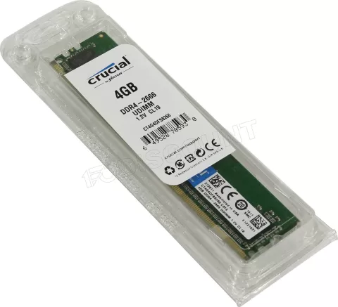 Photo de Barrette mémoire 4Go DIMM DDR4 Crucial PC4-21300 (2666 Mhz) (Vert)
