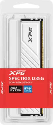 Photo de Barrette mémoire 8Go DIMM DDR4 Adata XPG SpectriX D35G RGB 3600Mhz (Blanc)