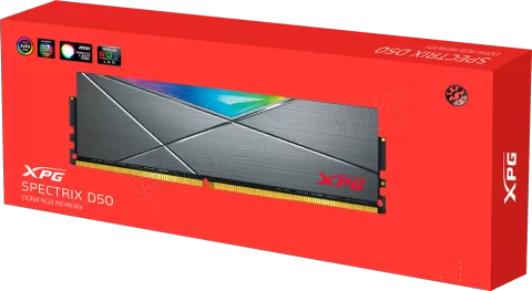 Photo de Barrette mémoire 8Go DIMM DDR4 Adata XPG SpectriX D50 RGB 3600Mhz (Noir)