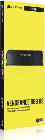 Photo de Barrette mémoire 8Go DIMM DDR4 Corsair Vengeance RS RGB PC4-25600 (3200 Mhz) (Noir)