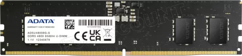 Photo de Barrette mémoire 8Go DIMM DDR5 Adata  4800MHz (Noir) (OEM)