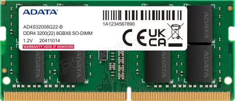 Photo de Barrette mémoire 8Go SODIMM DDR4 Adata Premier  3200Mhz (Vert)