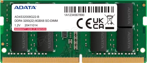 Photo de Barrette mémoire 8Go SODIMM DDR4 Adata Premier 3200Mhz (Vert)
