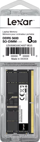 Photo de Barrette mémoire 8Go SODIMM DDR5 Lexar 5600Mhz (Noir)