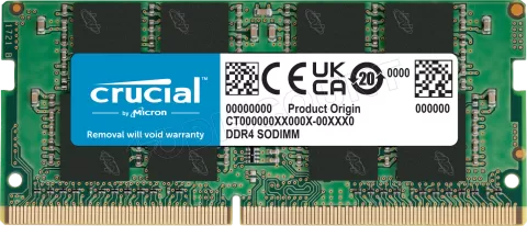 Photo de Barrette mémoire SODIMM 16Go DDR4 Crucial 3200Mhz (Vert) Version OEM (Tray)