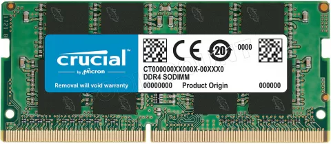 Photo de Barrette mémoire SODIMM 8Go DDR4 Crucial PC4-25600 (3200 Mhz) (Vert)
