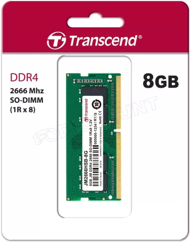 Photo de Barrette mémoire SODIMM 8Go DDR4 Transcend JetRam  2666Mhz (Vert)