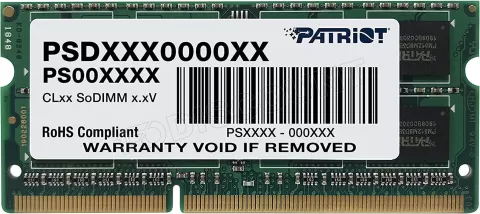 Photo de Barrette mémoire SODIMM DDR3L 4Go Patriot Signature Line PC3-12800 (1600 Mhz)