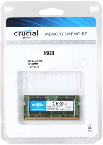 Photo de Barrette mémoire SODIMM DDR4 Crucial  2400Mhz 16Go (Vert) compatible Mac