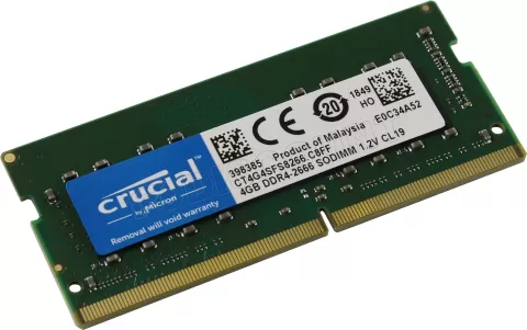 Photo de Barrette mémoire SODIMM DDR4 Crucial  2667Mhz 4Go (Vert)