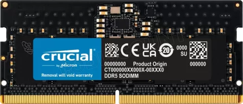 Photo de Barrette mémoire SODIMM DDR5 8Go Crucial 4800Mhz (Noir)