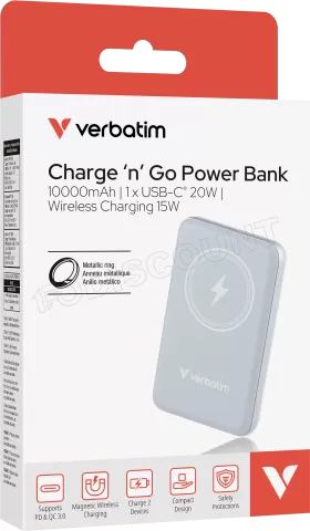 Photo de Batterie externe sans fil magnétique Verbatim Charge'N'Go - 10000 mAh (Bleu)