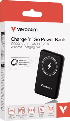Photo de Batterie externe sans fil magnétique Verbatim Charge'N'Go - 10000 mAh (Noir)