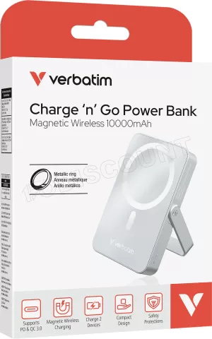 Photo de Batterie externe sans fil magnétique Verbatim Charge'n'Go 10000mAh (Bleu)