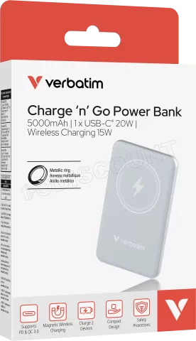 Photo de Batterie externe sans fil magnétique Verbatim Charge'n'Go - 5000mAh (Bleu)