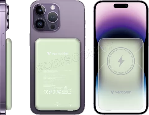 Photo de Batterie externe sans fil magnétique Verbatim Charge'n'Go - 5000mAh (Vert)