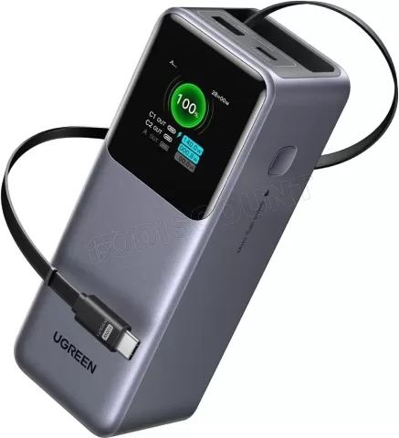 Photo de Batterie externe Ugreen Nexode + USB-C rétractable - 20000mAh (Gris)