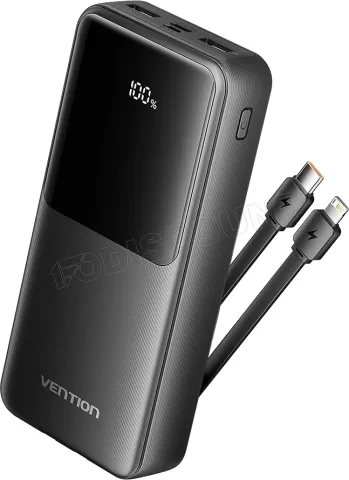 Photo de Batterie externe USB avec écran Vention - 20000mAh 22.5W (Noir) + Cables USB/C + Lightning inclus (Noir)