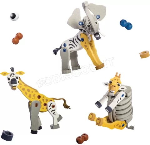 Photo de Bloco Toys : Girafe, Zèbre & Eléphant