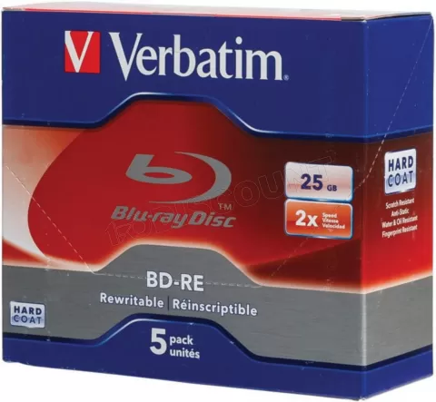 Photo de Blu-Ray Verbatim 25 Go 2X réinscriptible (boite de 5)