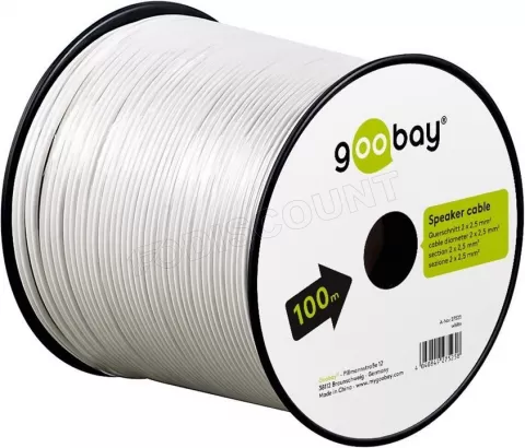 Photo de Bobine de câble haut-parleur Goobay 2x 2,5 mm² 100m (Blanc)