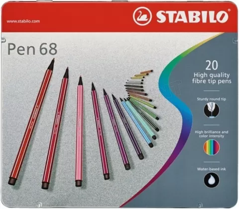 Stylo feutre Stabilo Pen pointe 68, couleurs assorties