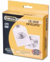 Photo de Boite de 50 pochettes papier Fellowes pour CD/DVD avec fenêtre