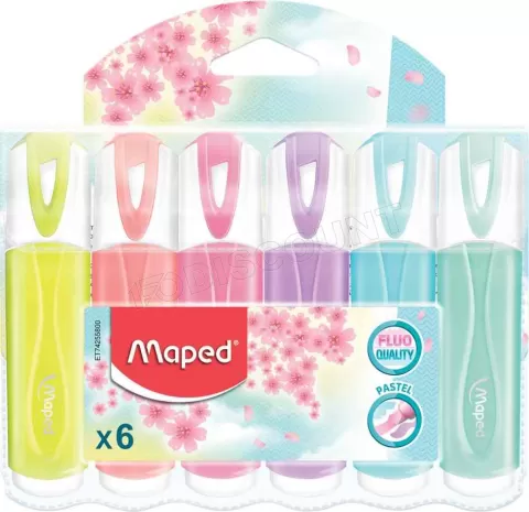 Photo de Boite de 6 Surligneurs Maped Fluo'peps Pastel (Coloris assortis)