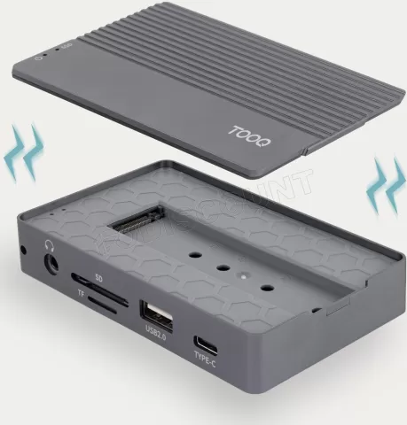 Photo de Boitier externe avec HUB USB-C 10 en 1 Tooq TQE-2242G - NVMe M.2 Type 2280 (Noir)