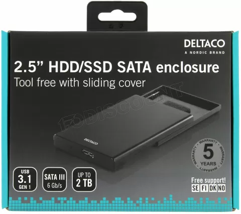 Photo de Boitier externe USB 3.0 Deltaco MAP-K2568 - S-ATA 2,5" (Noir)