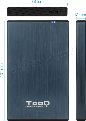 Photo de Boitier externe USB 3.1 TooQ TQE-2527 - S-ATA 2,5" (Bleu)