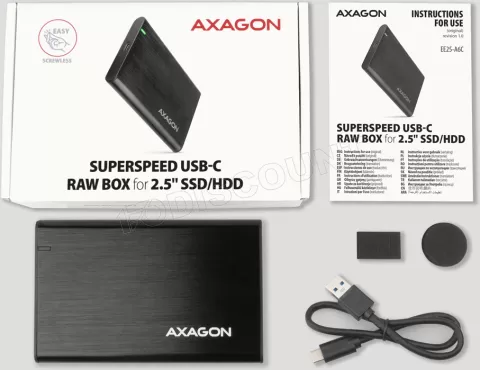 Photo de Boitier externe USB 3.2 Axagon EE25-A6C - S-ATA 2,5" (Noir)