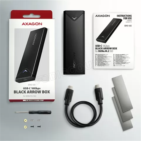 Photo de Boitier externe USB 3.2 Axagon EEM2-UB2 - NVMe M.2 Type 2280 (Noir)