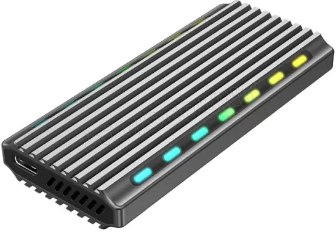 Photo de Boitier externe USB 3.2 Gembird RGB - S-ATA M.2 Type 2280 (gris)