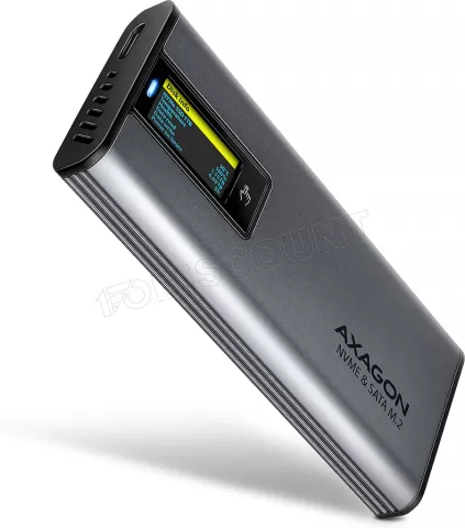 Photo de Boitier externe USB-C 3.2 Axagon EEM2-SD2 - S-ATA/NVMe M.2 Type 2280 (Noir)