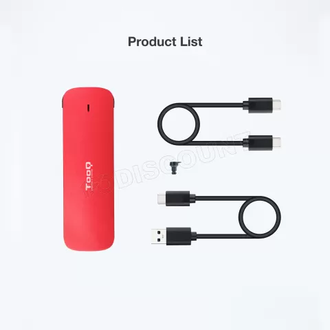 Photo de Boitier externe USB-C 3.2 Tooq TQE-2201 - NVMe M.2 Type 2280 (Rouge)