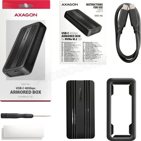Photo de Boitier externe USB-C 4.0 Axagon EEM2-40G NVMe M.2 Type 2280 (Noir)