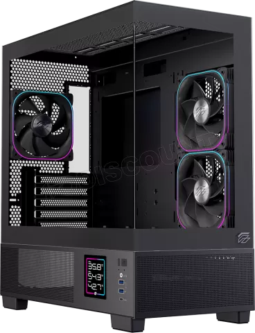 Photo de Boitier Micro ATX Einarex SM501D RGB avec panneaux vitrés (Noir)