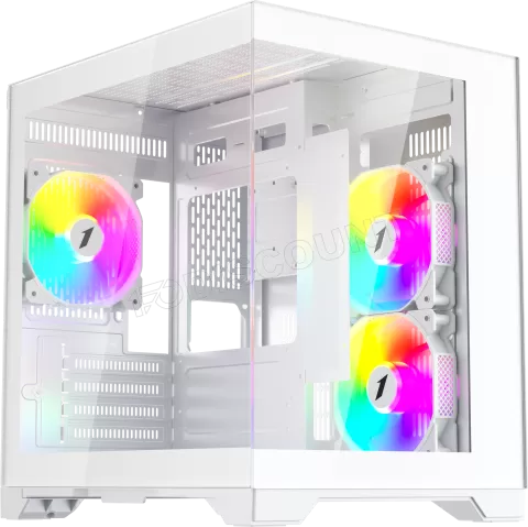 Photo de Boitier Mini Tour Micro ATX 1stPlayer MV5 RGB avec panneaux vitrés (Blanc)