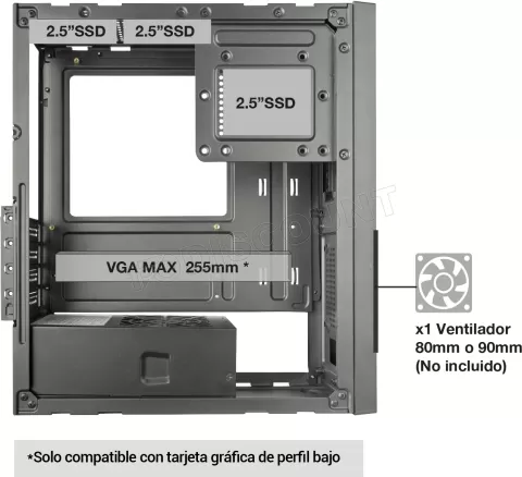 Photo de Boitier Mini Tour Micro ATX Anima ACSlim 500 (Noir) avec alimentation 500W
