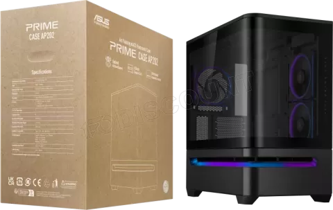 Photo de Boitier Mini Tour Micro ATX ASUS Prime AP202 ARGB avec panneaux vitrés (Noir)