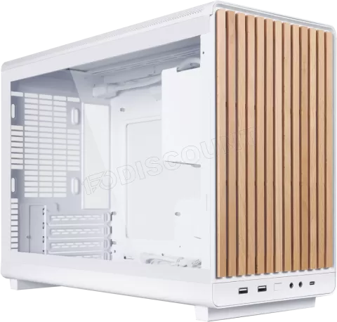 Photo de Boitier Mini Tour Micro ATX Lian-Li A3X-mATX avec panneau vitré (Blanc/Marron)