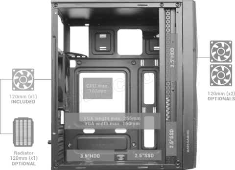 Photo de Boitier Mini Tour Micro ATX Mars Gaming MC-1500 avec panneau vitré (Noir)