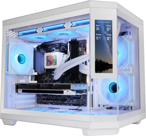 Photo de Boitier Mini Tour Micro ATX Mars Gaming MC-3T Core LCD M avec panneaux vitrés (Blanc)